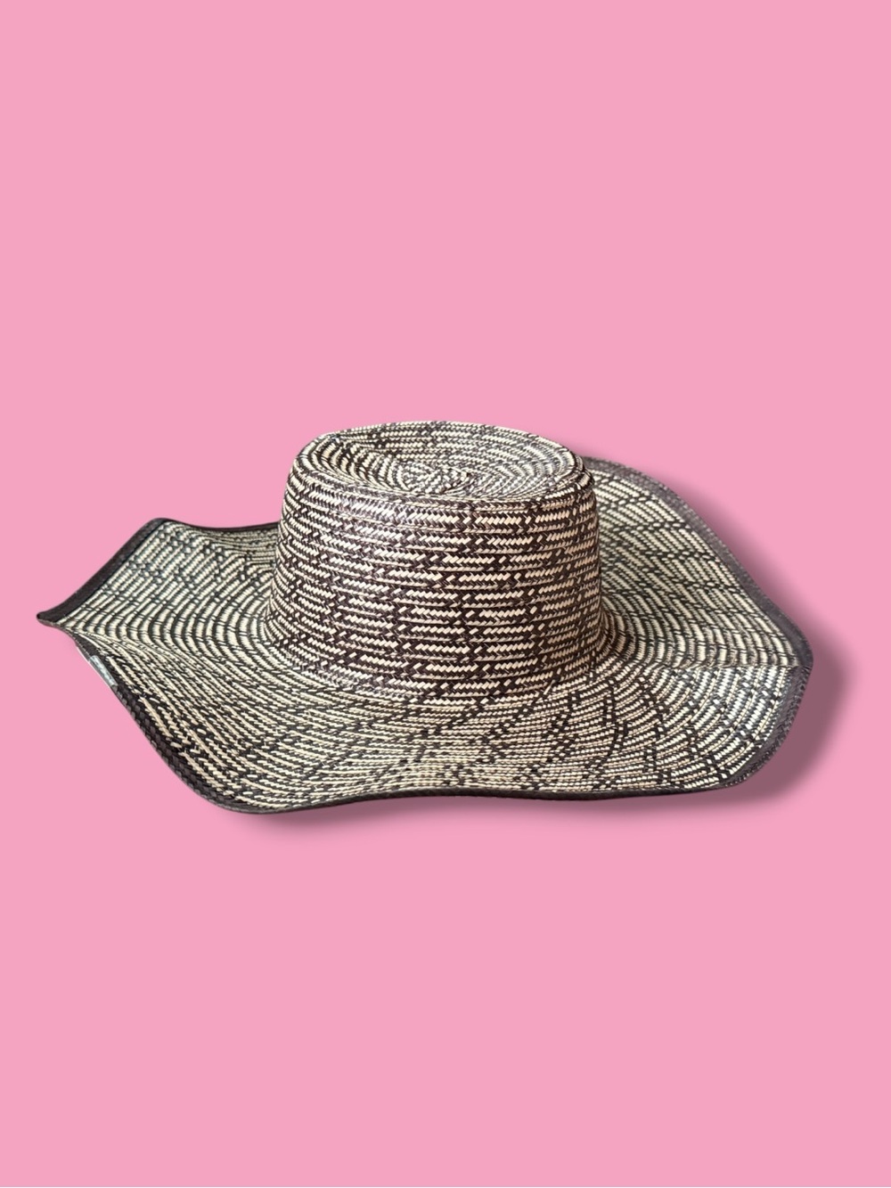 Striped Woven Sun Hat - Black & White